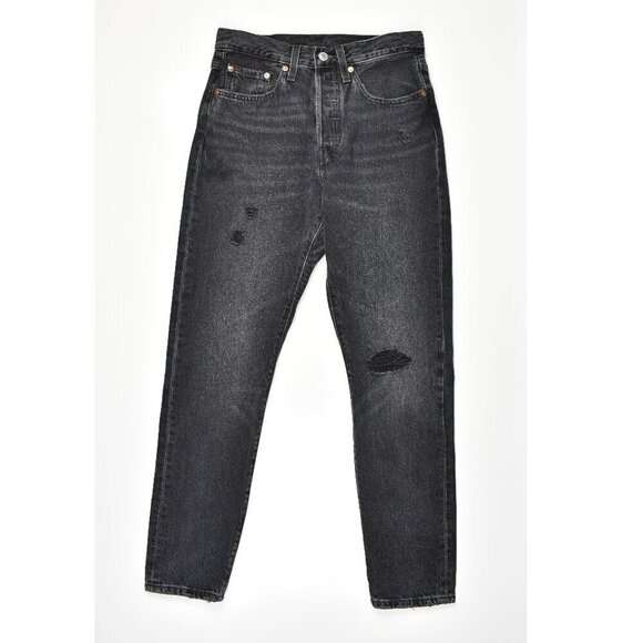 Levi's Denim - Levi's 501 Skinny Distressed Jeans Black Stick - 26